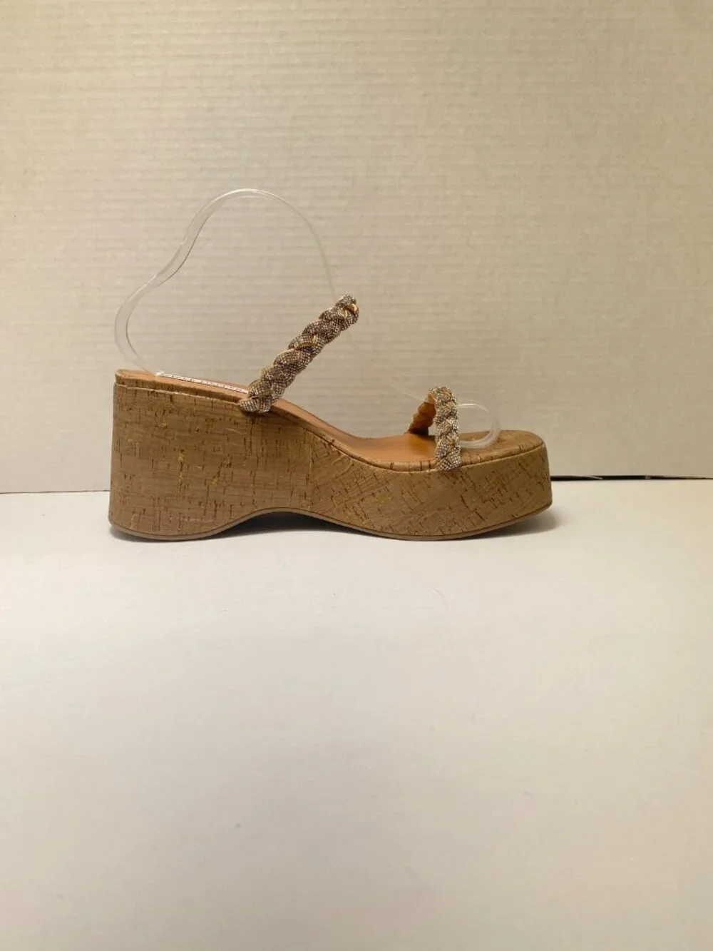 Steve Madden Women's Danya Rhinestone Cork Wedge Strap Sandal Sz 9